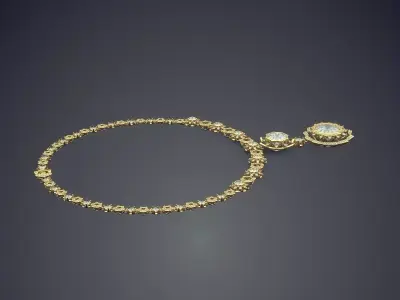 Luxury Necklace With Two Diamonds CAD 3004 3D print model