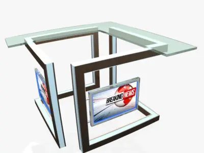 Virtual TV Studio News Desk 3 Free 3D model