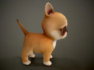 Chihuahua dog with big eyes Low-poly 3D model