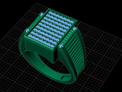 Print Ready STL 3DM  Gents Rings Diamond Men Ring  3D print model 54