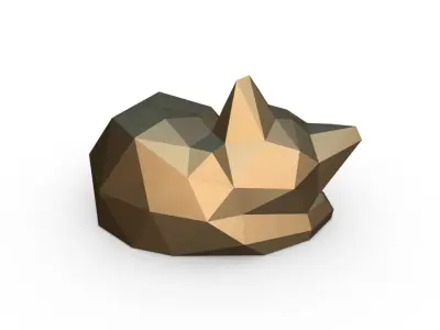 cat low poly polygonal fox 3D print model