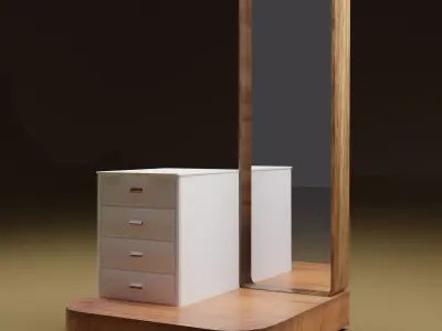 Mirror and Side table for game and interior Low-poly 3D model
