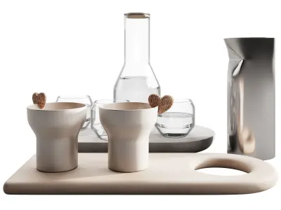 127 eat and drinks decor set 01 coffee and water kit 01 3D model