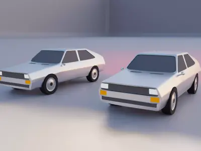 Old cartoon Rally sport car Low-poly 3D model