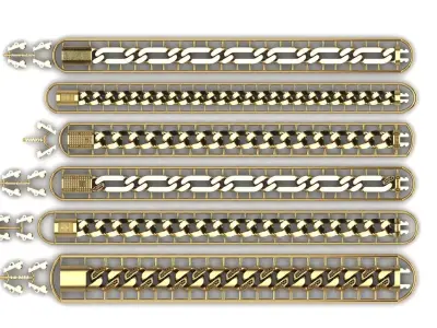 premium cuban bracelet  24 design stl 3D print model