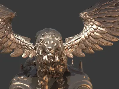 Great Lion Statue Gold  3D model