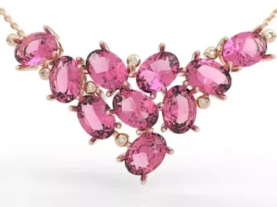 Spectacular Oval Gemstone Cluster Necklace 3D print model