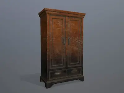 Cabinet 3 old wooden Low-poly 3D model