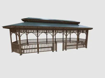 Wood Garden Pergola - Gazebo 04 Low-poly 3D model