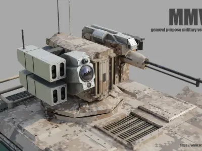 Sci-fi military truck Low-poly 3D model