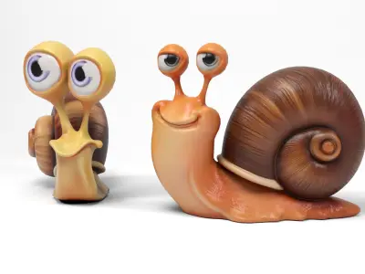 Funny snails Low-poly 3D model