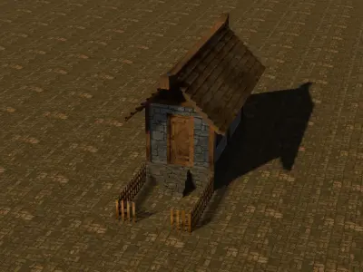Medieval House Free low-poly 3D model 6