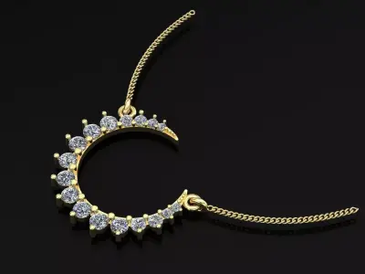 Half moon pendant with diamonds 3D print model