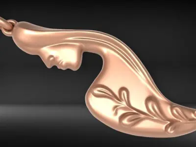 Elegance Lady Girl Woman Face Pendant Jewelry 3D print model
