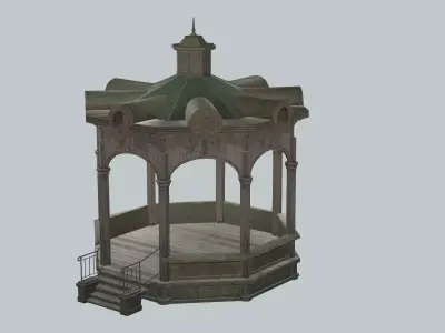Solomonic Inspired Monument Gazebo In Park Low-Poly 3D model Low-poly 3D model