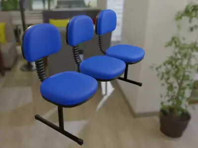 Triple Office Chair  - Waiting Room - Cadeira tripla 3D model