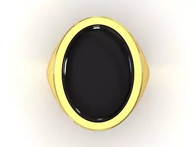 Oval Signet STL 3DM Ring with Black Onyx mr0304 3D print model