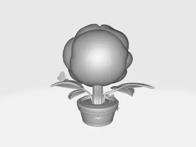 Valentine Rose Planter Smiling Flower Character Romantic  3D print model