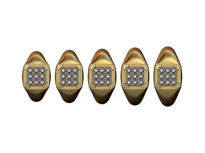 Square diamond bezel cluster fashion ring US sizes 5to9 3D print model