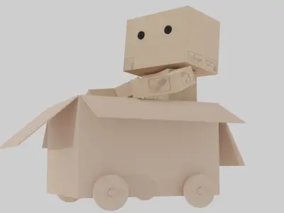 Cardboard Man 3D Game Model Low-poly 3D model