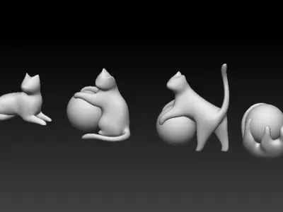 Stylized Cat with light - Collection 3D model