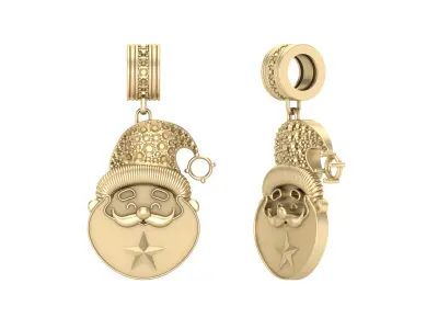 Santa Claus pendant necklace with diamonds hat for Christmas 3D print model