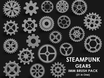 STEAMPUNK GEAR MEGA PACK 4 IN ONE 109 BRUSHES 3D model
