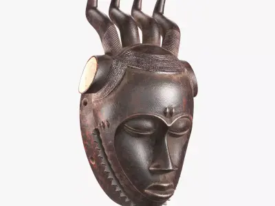 African Baule Wind Mask Low-poly 3D model