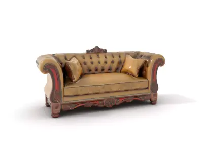 Victorian Brown Sofa model pack Low-poly 3D model