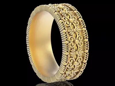 Carving Lux ring silver gold sterling printable jewelry 3D model 3D print model