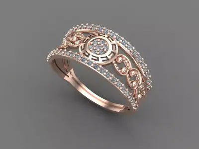Womens Diamond Signet Ring Women Rings 3dmodels 3D print model 3D print model 62
