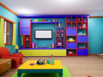 Asset - Cartoons - House - Livingroom  3D model