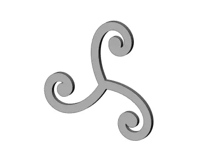 Forged 3 spiral scrolls rosette onlay relief 3D print model