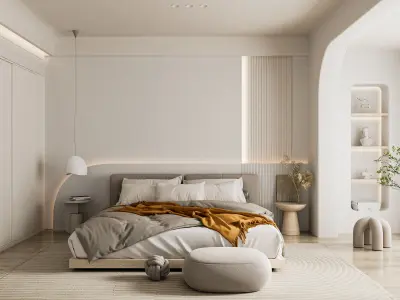 Cozy Bedroom Interior Scene for Cinema 4D and Redshift Render 3D model