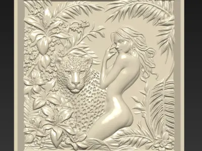 Leopard and a Girl A40 3D print model