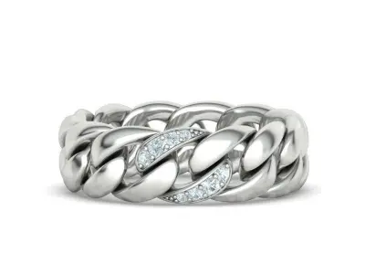 DIAMOND CUBAN LINK RING Chain Ring  9US Size 3dmodel 3D print model