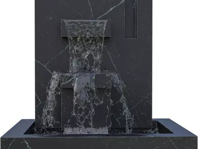 Modern Black Fountain Low-poly 3D model