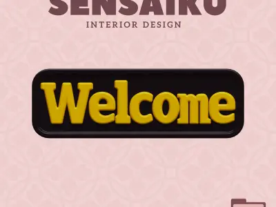 Welcome Door Sign 3D Print File for DIY Home Decor  Sensaiku 3D print model