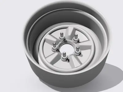 Deep Dish steel wheel and hub assembly drag racing scale models 3D print model