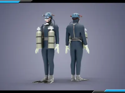 DIVER MAN BASE MESH MODEL Low-poly 3D model
