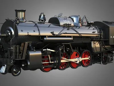 ICRR 1518 - Steam Locomotive With Coal Wagon 3D model