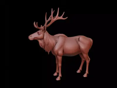 Elk Animal Sculpture 3D print model