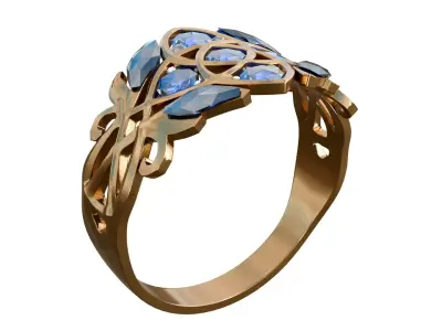 Blue Diamond Ring 3D model
