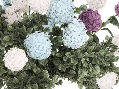 Large bouquet of flowers and greenery blue white hydrangea 354 3D model