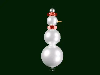 Vintage Snowman Bead Christmas Ornament Low-poly 3D model
