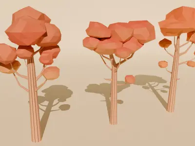 Low poly trees and rocks Free low-poly 3D model