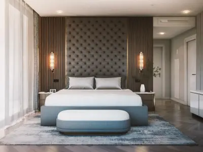 Modern Hill House Interior Scene - Master Bed Room 3D model