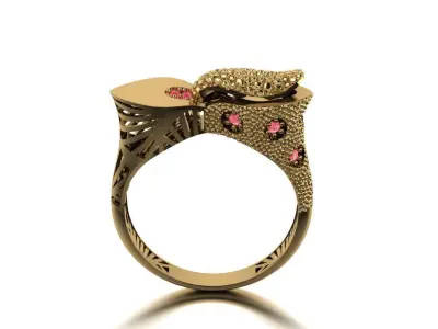 new model gold ring with stones 3D print model