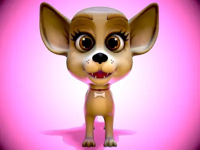 Cartoon Chihuahua Low-poly 3D model