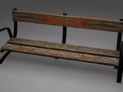 Bench and Rubish Free 3D model